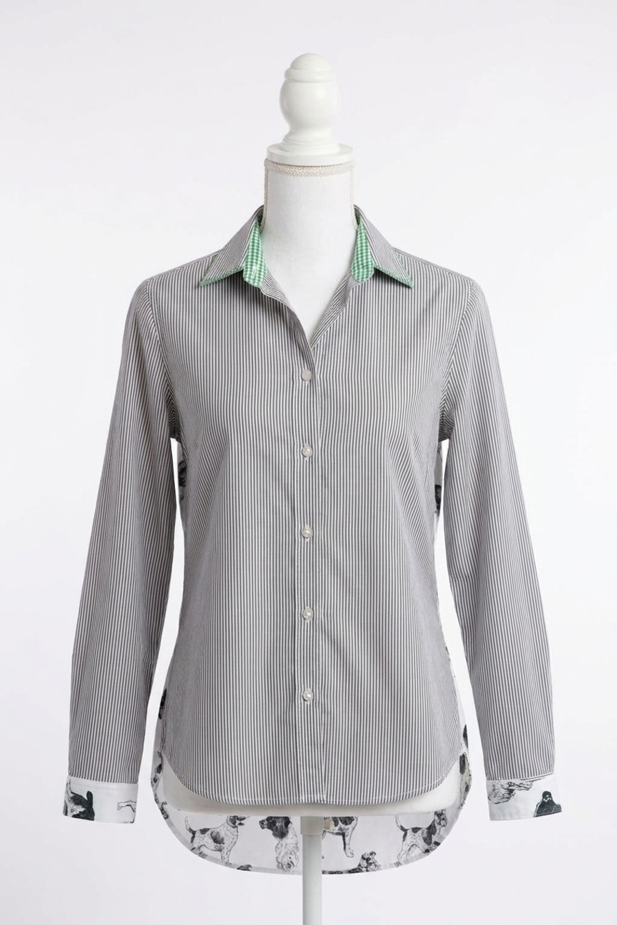 NEW DIZZY-LIZZIE chesapeake top in lack stripes with doggie back
